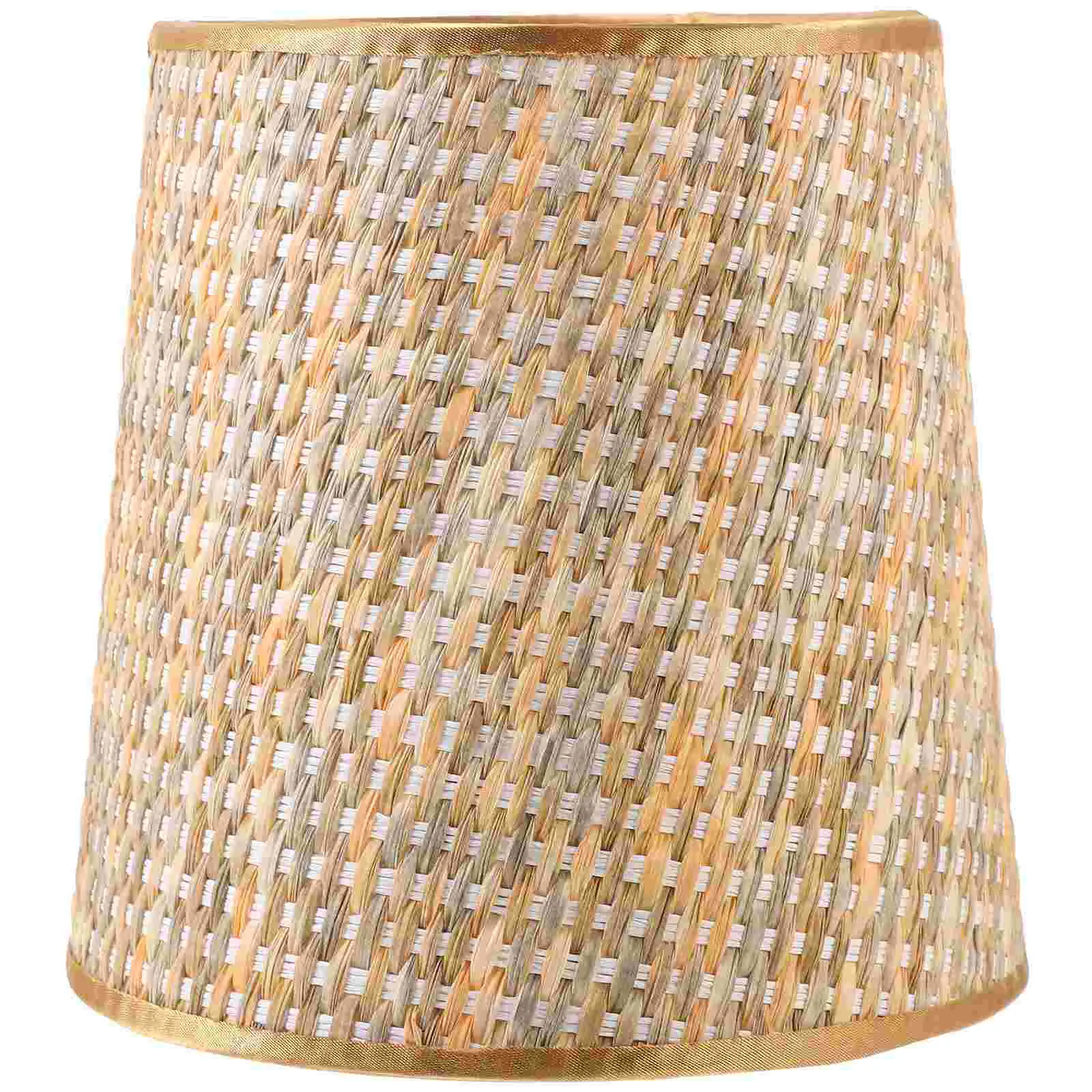 Pvc Fabric Lampshade Shell Bedroom Colorful Woven Tapered Desk Lampshades Home Cover Desktop Bell Iron Floor Chandelier