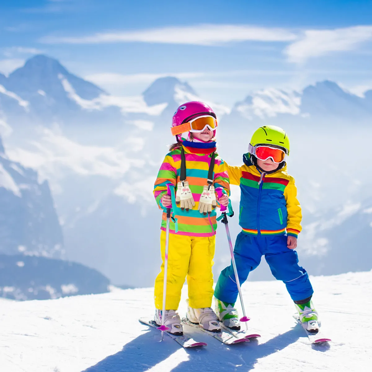 

2 шт. Держатели для детских перчаток, регулируемые эластичные зажимы для перчаток, клипсы для варежек, держатели для шапок, уличные зимние черные держатели для перчаток