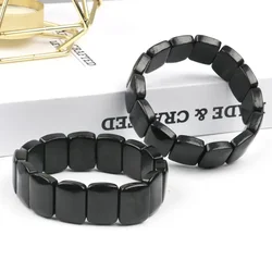 Russia Shungite Bracelet Natural Stone Reiki Charm Mascot Bangle Crafts Gift for Man Woman Jewelry Healing Energy Black Gemstone