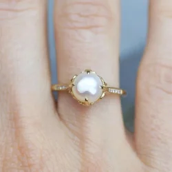 CAOSHI Simulated Pearl Rings Lady Engagement Jewelry with Brilliant Zirconia Graceful Female Wedding Ceremony Accessories Gift