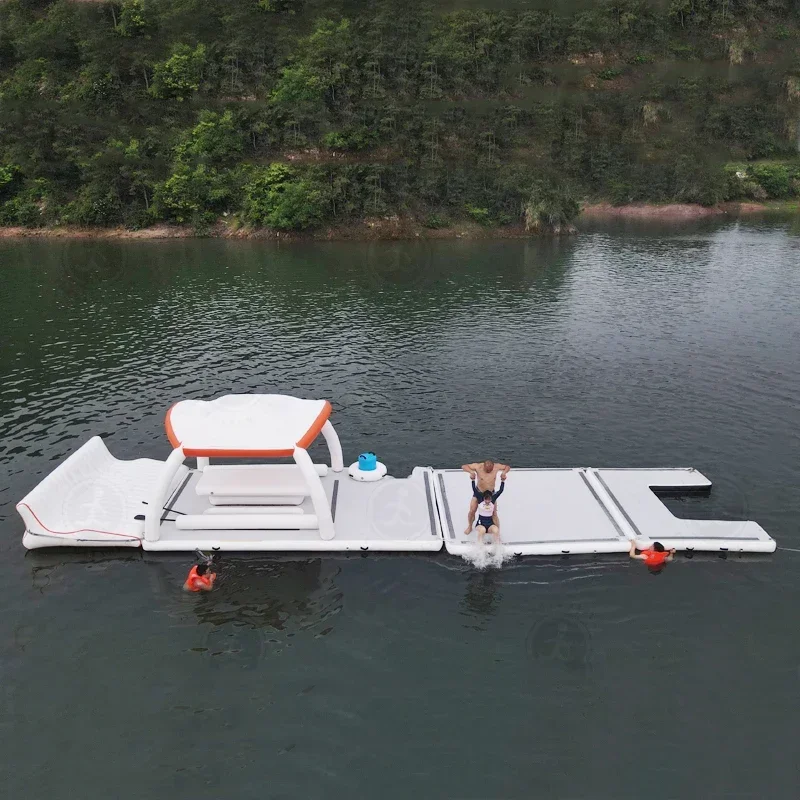 Platform Air Rakit Pulau Terapung Platform Dermaga Renang Dermaga Mengambang Tiup