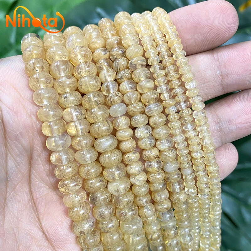 Natural Golden Citrines Quartz Rondelle Spacer Loose Beads 15\'\' Strand 4/6/8mm for DIY Bracelet Necklace Fashion Jewelry Making