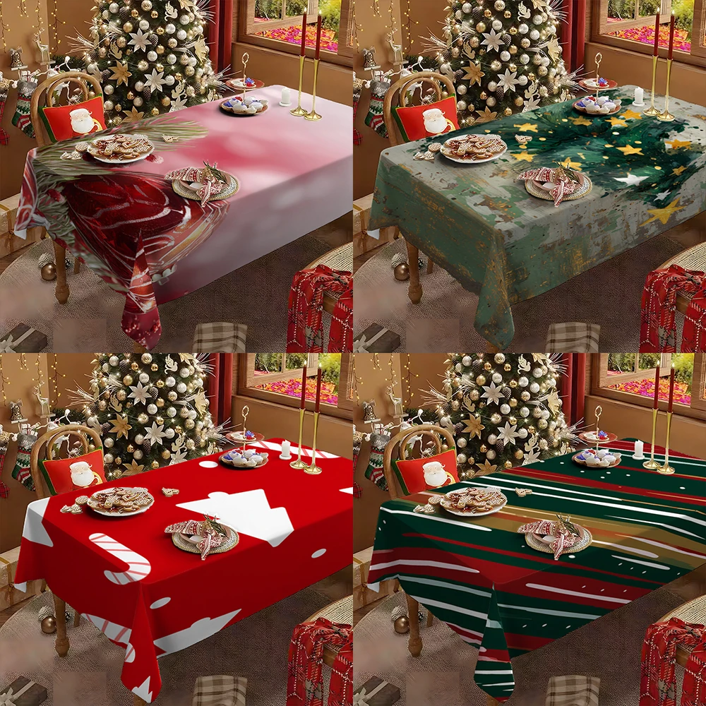 1 unidade de toalha de mesa de Natal com design de estrela dourada e cor de vinhoArredamento para casa, sala de jantar, toalhas de mesa decorativas.