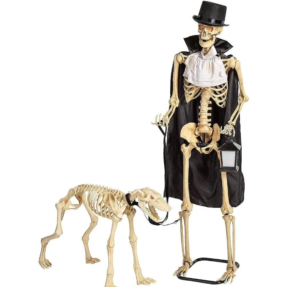 

Animated Skeleton & Dog Halloween Decorations - Scary Home Decor - 2 Pieces