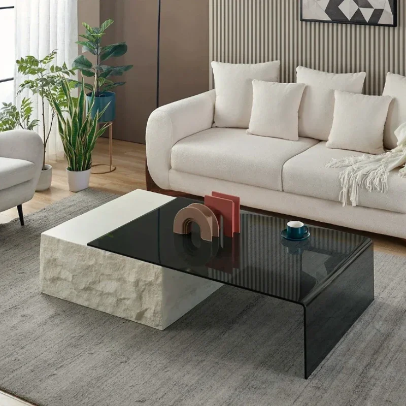 

teae Light luxury modern marble coffee table retractable medieval coffee table table