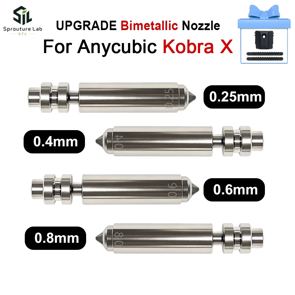 NEUES Upgrade für Anycubic Kobra X Düse mit KX Düsensockel KX Bürste Bimetall-Düse für Anycubic Kobra X Hotend 3D-Drucker