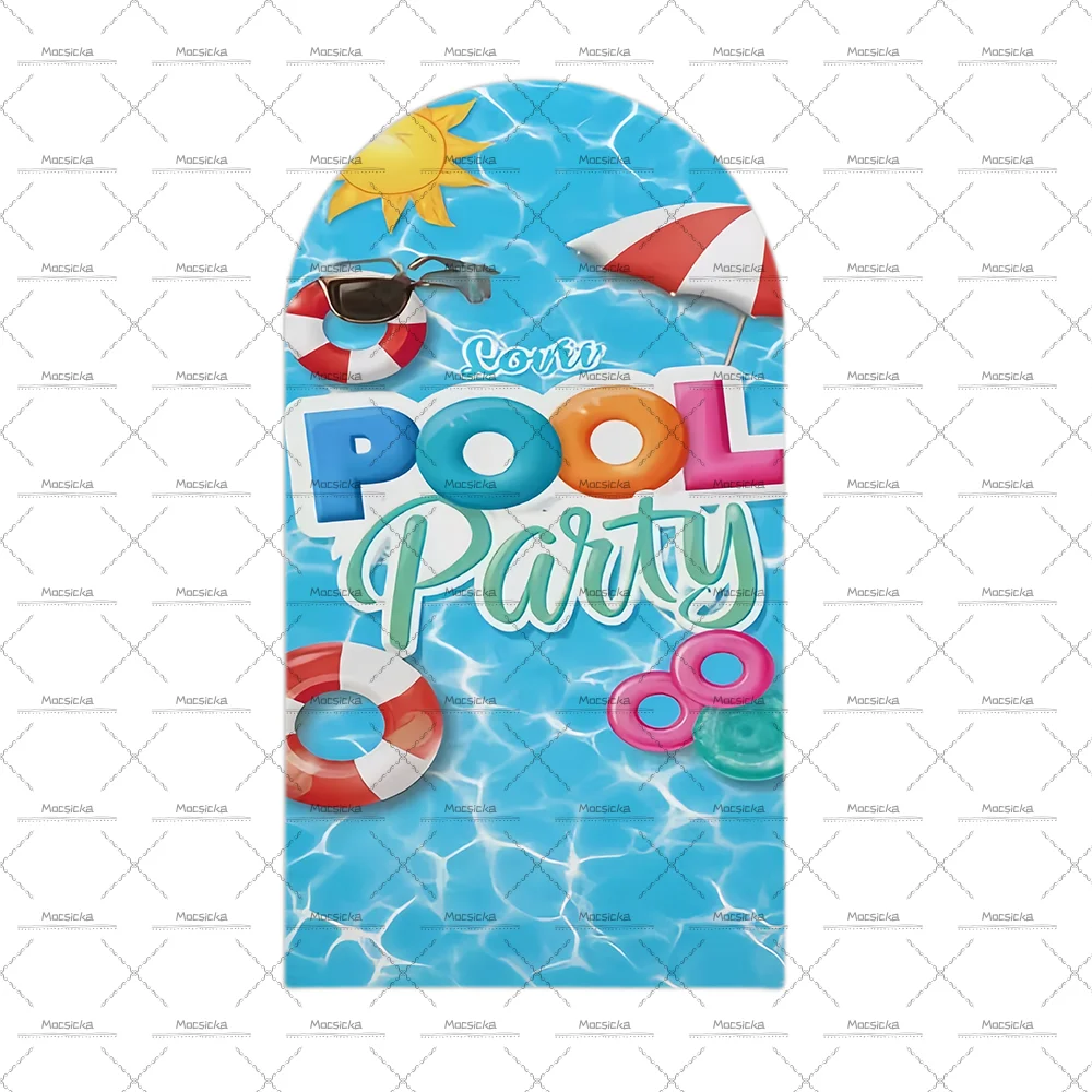 Summer Pool Party Arch Backdrop Cover Blue Sea Water Sandy Beach Photography Background Birthday Baby Shower Party Decorations