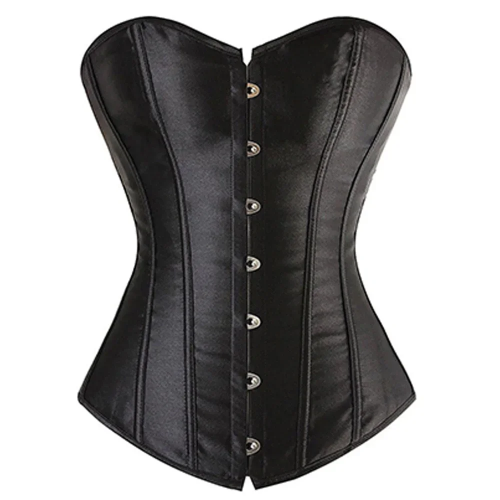 MISSMOLY Womens Satin Corsets Top Lace Up Boned Punk Overbust Corset Bustier Lingerie Waist Cinchers Tummy Cotnrol Body Shaper