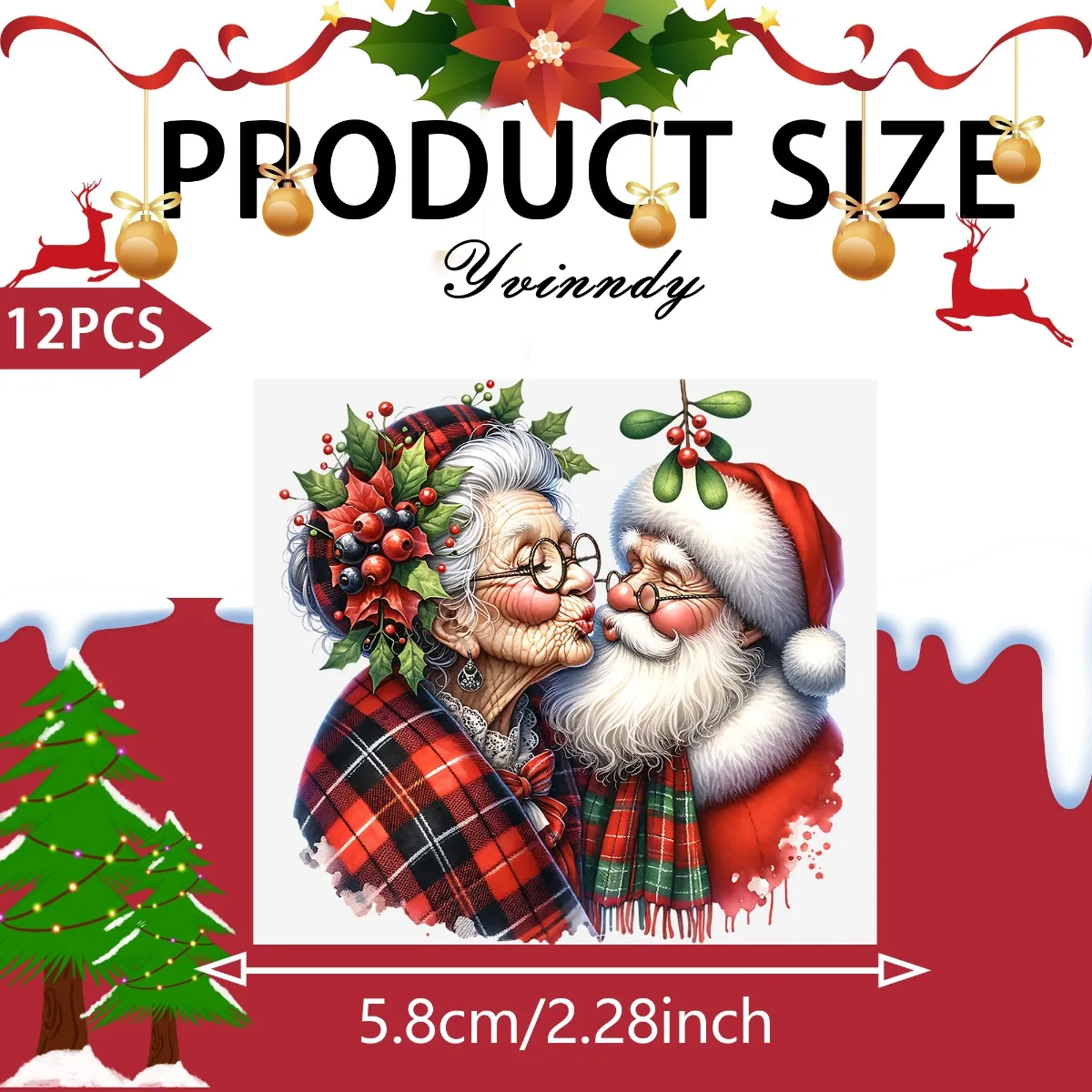 12PCS/SET Red Grid Christmas Grandma DIY Light Beigeny Tumblers Wrap Decorative Transfer Paper High Self-adhensive Wraps R