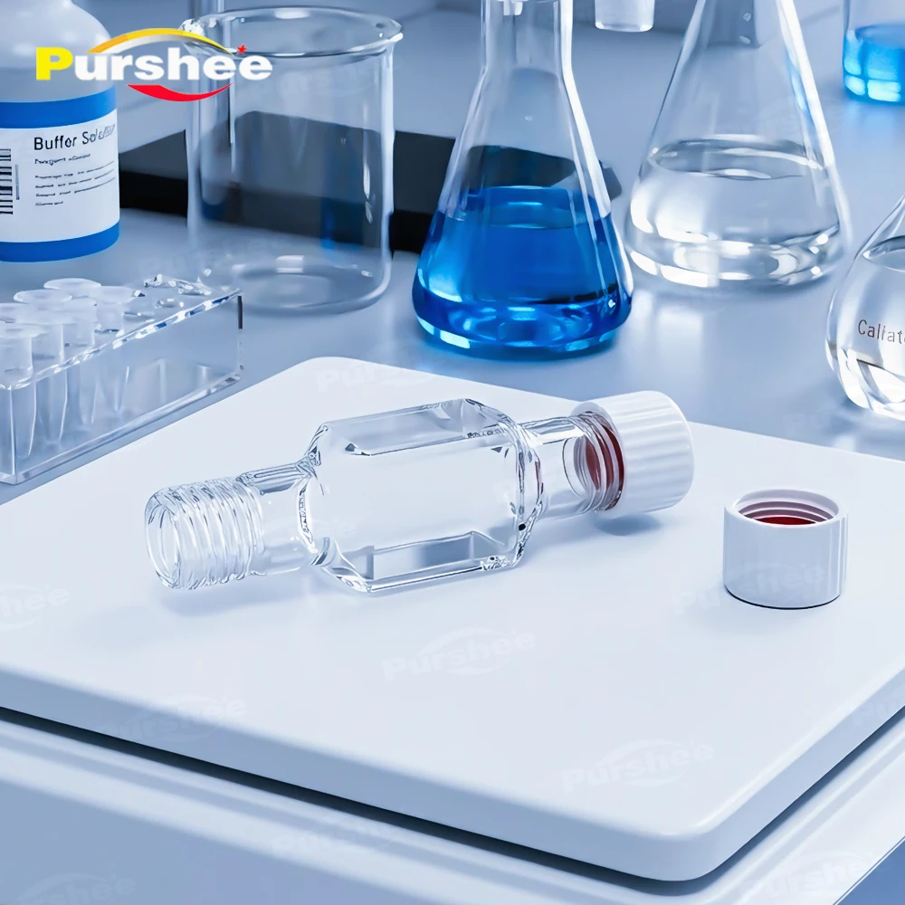 

10mm Sealed Flow Quartz Cuvette Double External Screw Thread Cell For UV Vis Spectrophotometer Laboratory Spectral Analysis
