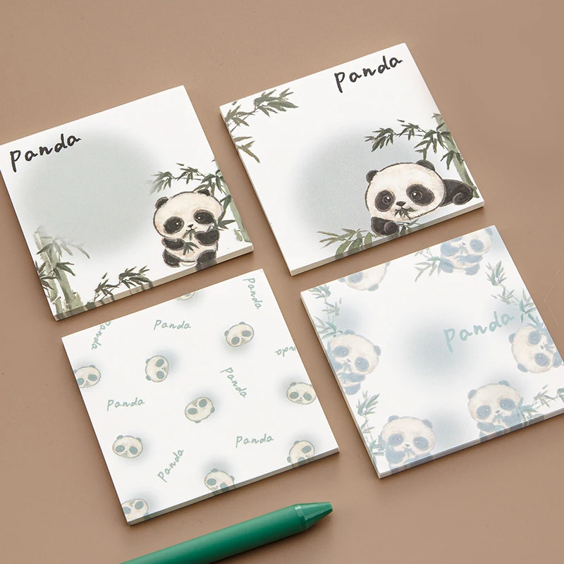 8cm X 8cm 50Sheets/Book Kawaii Animals Panda Bamboo Memo Pad Writing Pads Graffitt Notebooks Memorandum Office School Supplies