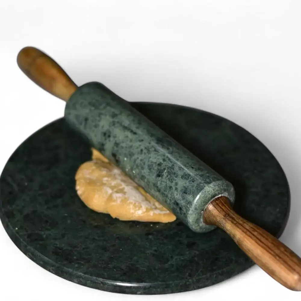 Natural Stone 9x9 Inch Round Rolling Base for Dough, Roti, Chapati, and Paratha Making