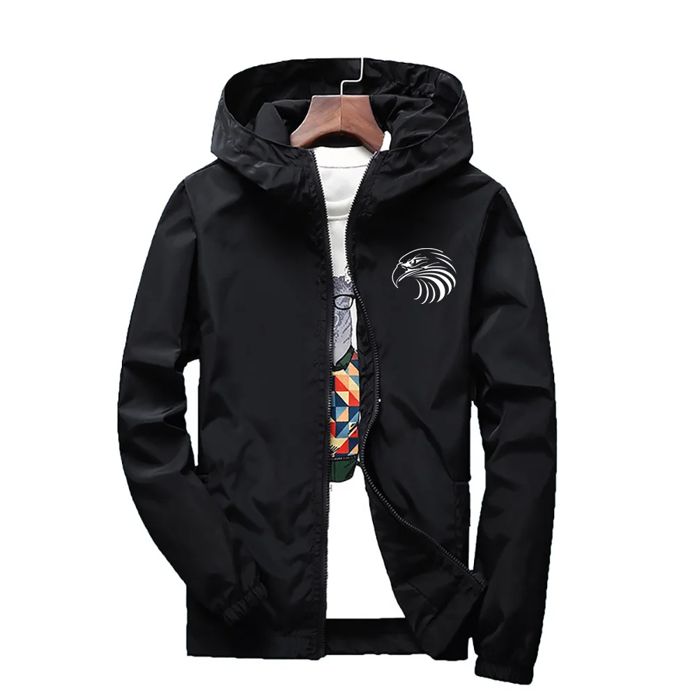 Casual Men Spring Outdoor Jacket Autumn Unisex Plus Size Thin Zipper Windbreaker Fashion Color Coat Solid Trend Hooded Sport