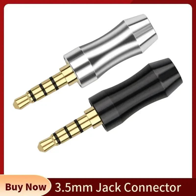 HiFi 3.5mm Jack Connector 4 Pole Audio Plug Consumer Electronics Male Speaker Terminal For Soldering Earphone Cable Black Silver