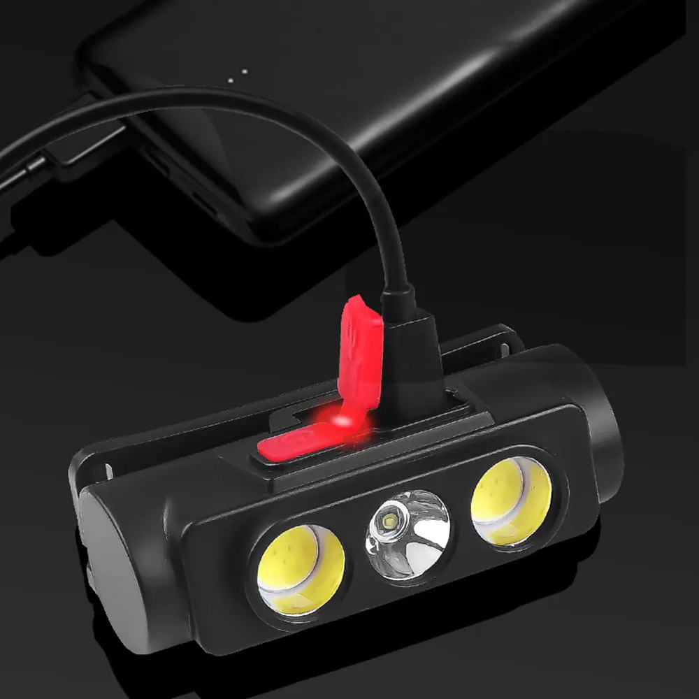 MINI Type-C USB White Red LED 18650 Hunting Portable headlight Fishing 6 Modes Torch head lamp Headlamp Flash light head