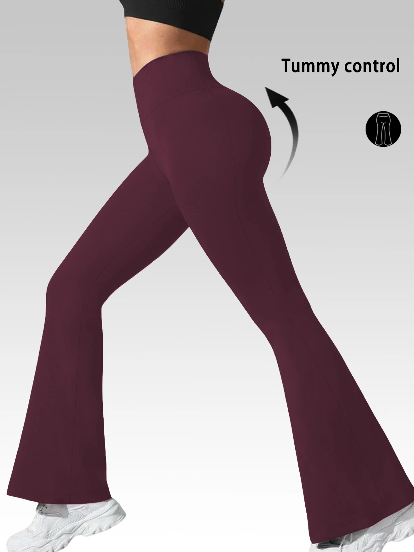 Elegante Damen-Flare-Hose mit hohem Bund für Yoga-Workouts. Geeignet für Damen-Leggings zur Freizeitnutzung. – Detail 9
