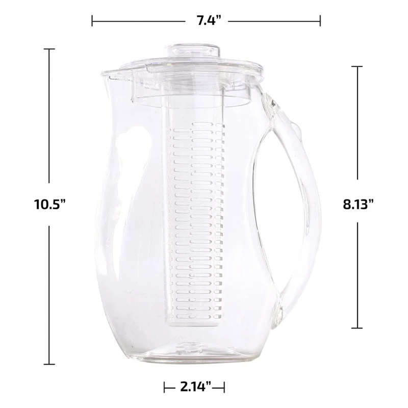 ABJI-Fruchtwasserkrug 2,5 l mit abnehmbarem Deckel und Teestab, Getränkekug für Getränke, Limonade, Saft und Eistee