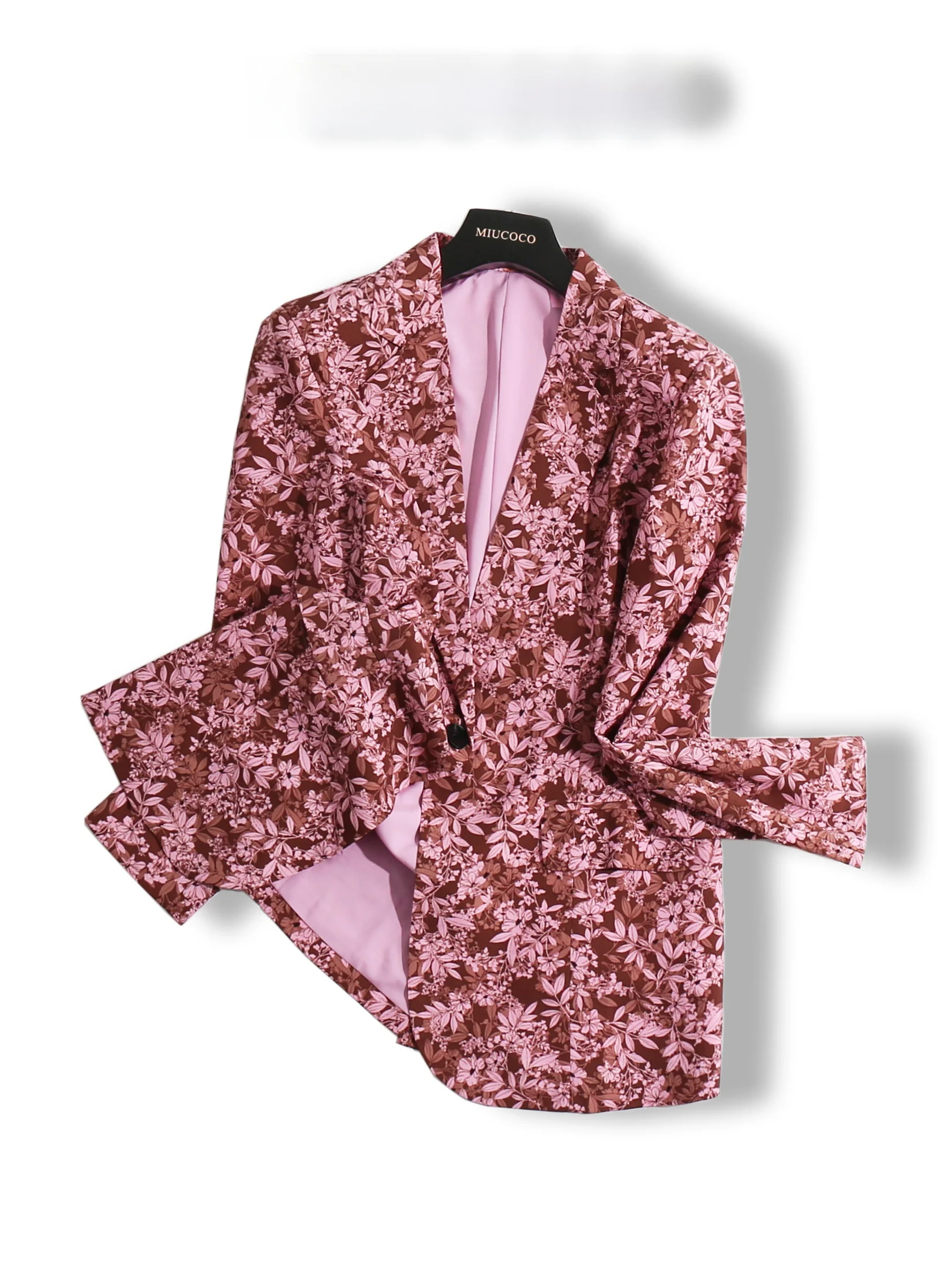 

Fashionable Floral Print Single Button Suit Jacket Women's Business Casual Style Slim Fit Long Sleeve Spring Season