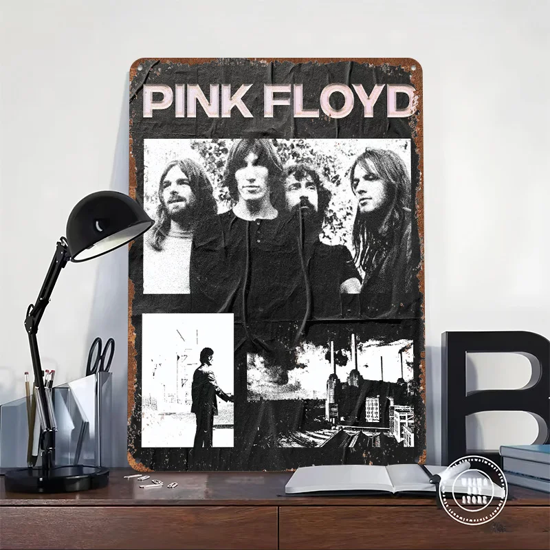 Pink Floyd Band Collage Personalized 3D Textured Metal Poster Wall Art Vintage Tin Signs for Decoration Living Room Decor Men