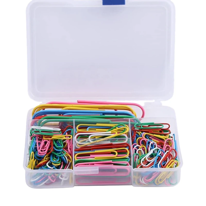 Imagem -06 - Clipes de Papel com Caixa Plástica Clipes de Papel Grandes Revestidos Paperclips Ótimo para Escritório Organização de Documentos Escolares 250 Pcs