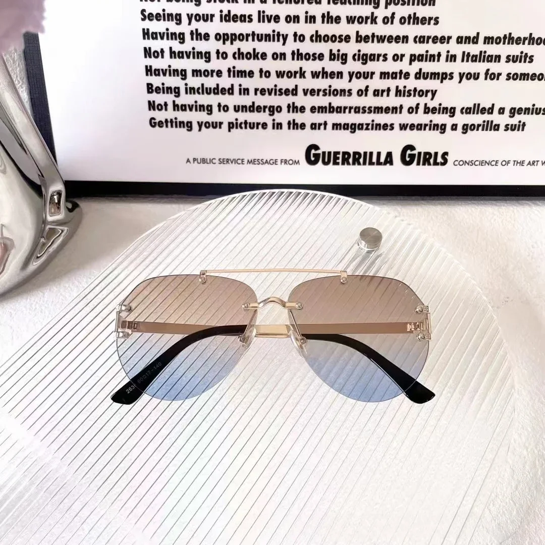 

2025 модные женские металлические солнцезащитные очки-авиаторы - европейские большие оправы с двойным лучом и защитой от ультрафиолета, модные роскошные очки большого размера