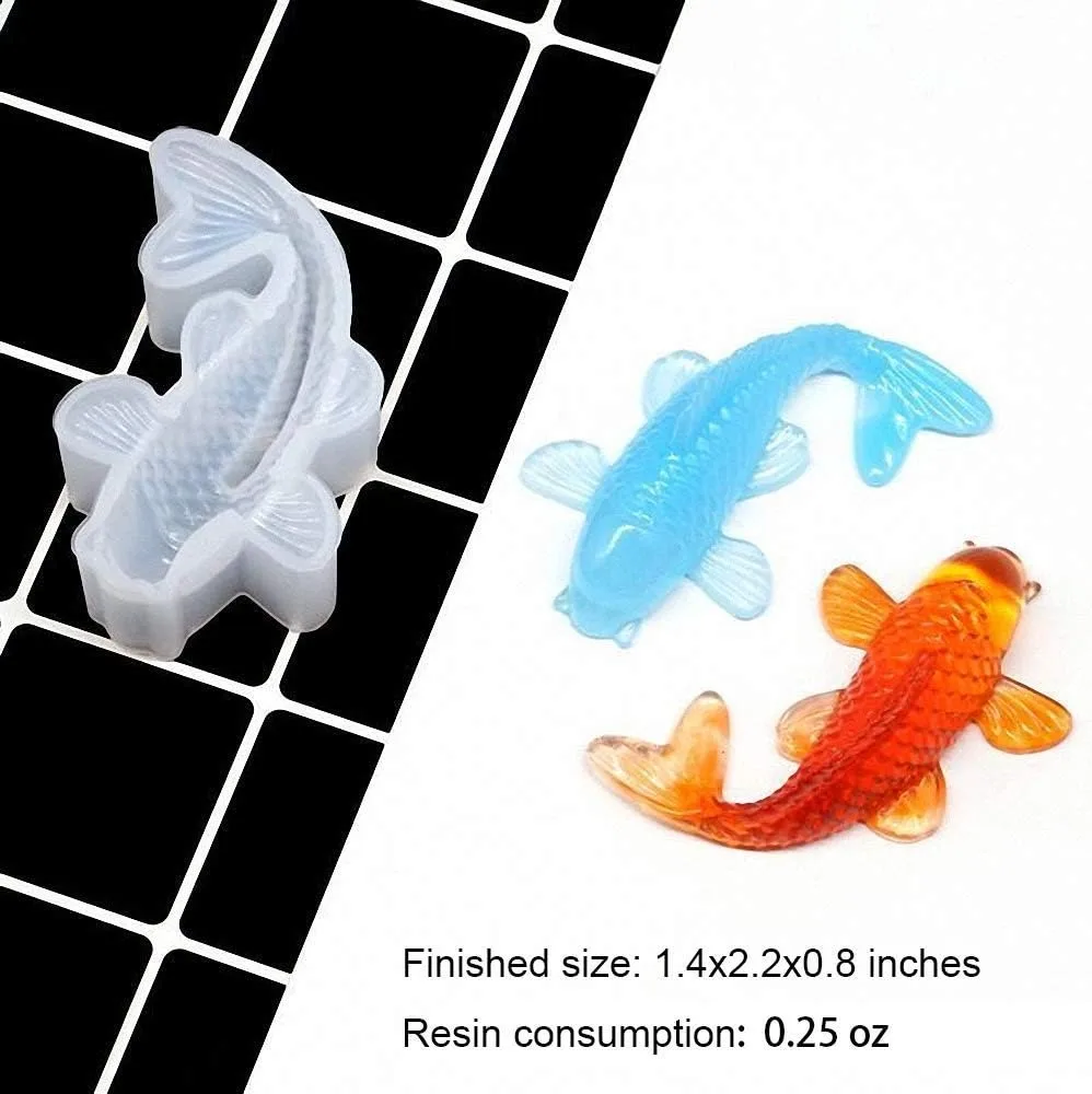 Stampo in resina epossidica di cristallo fai-da-te Specchio Pesce rosso Stampo in silicone Koi tridimensionale