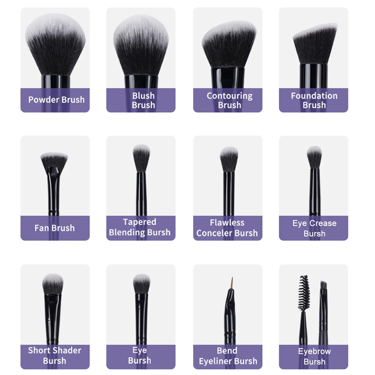 مجموعة فرش وإسفنجات المكياج مكونة من 12 قطعة من مجموعة فرش مكياج لظلال العيون + 3 قطع من فرشاة التجميل ذات الشعيرات الناعمة