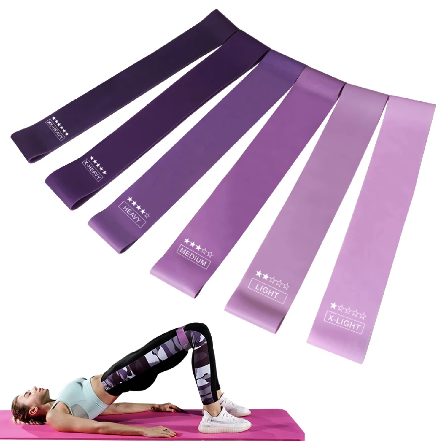 Bandas de resistencia de 6 niveles diferentes, Mini bandas deportivas de goma para Pilates, extensor de ejercicio, equipo de entrenamiento para Crossfit