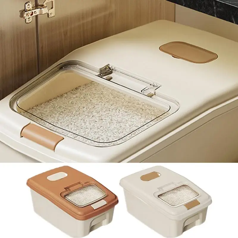 

Rice Storage Container Rice Storage Box Rolling Airtight Anti-Moisture Anti-Gnat Large Capacity Dispenser For Restaurant Cabinet