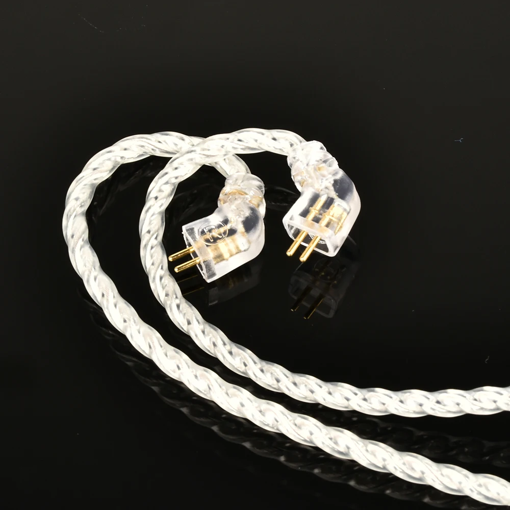 Tiandian-Cabo de fone de ouvido prateado para TFZ TD19, 4 vertentes