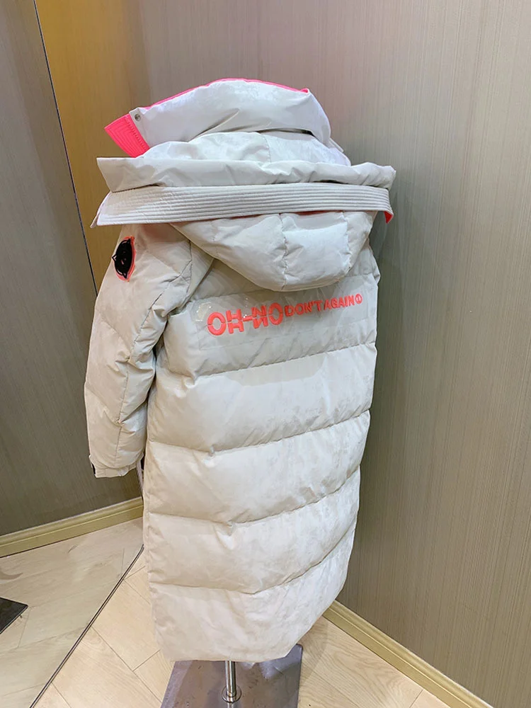 Winter Fashion European American 90% White Duck Down Jacket Women Glossy Femme Streetwear Thick Warm long puffer Parkas