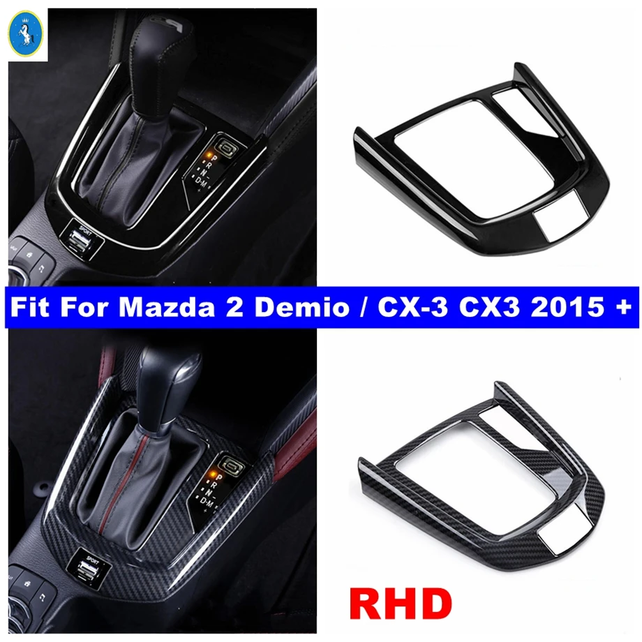 

ABS Auto Gear Shift Box Decor Frame Cover Trim For Mazda 2 Demio / CX-3 CX3 2015 - 2018 Carbon Fiber Look Interior Accessories