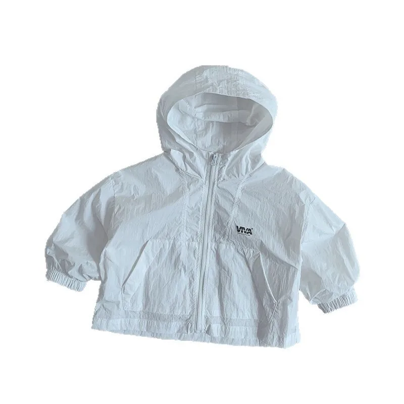 2025 Summer New Children Long Sleeve Coat Girls Sunscreen Jacket Thin Breathable Boys Hooded Cardigan Kids Versatile Zipper Coat