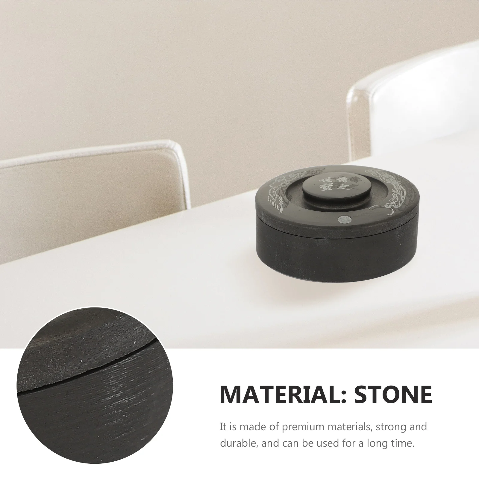 

Chinese Inkstone Well Grinding Inkslab Lidded Sumi Calligraphy and Painting Stationery