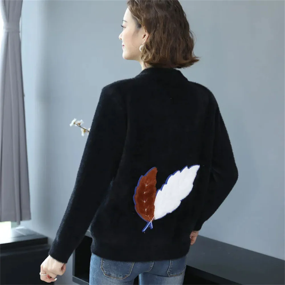 2024Winter Women Thickened Non Shedding Sweater Imitation Mink Fur Knitted Female New Korean Loose Zipper Woolen Cardigan Jacket