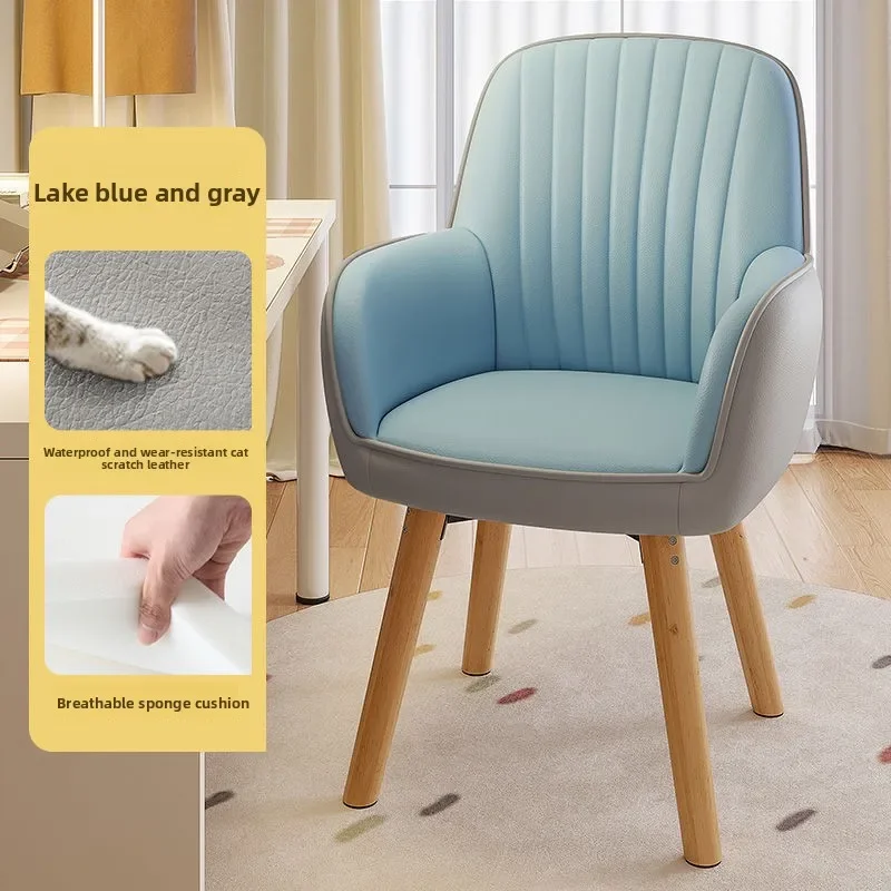 Exquisite Durable Bedroom makeup desk chair backrest computer chair comfortable sedentary dormitory solid wood study chair stool