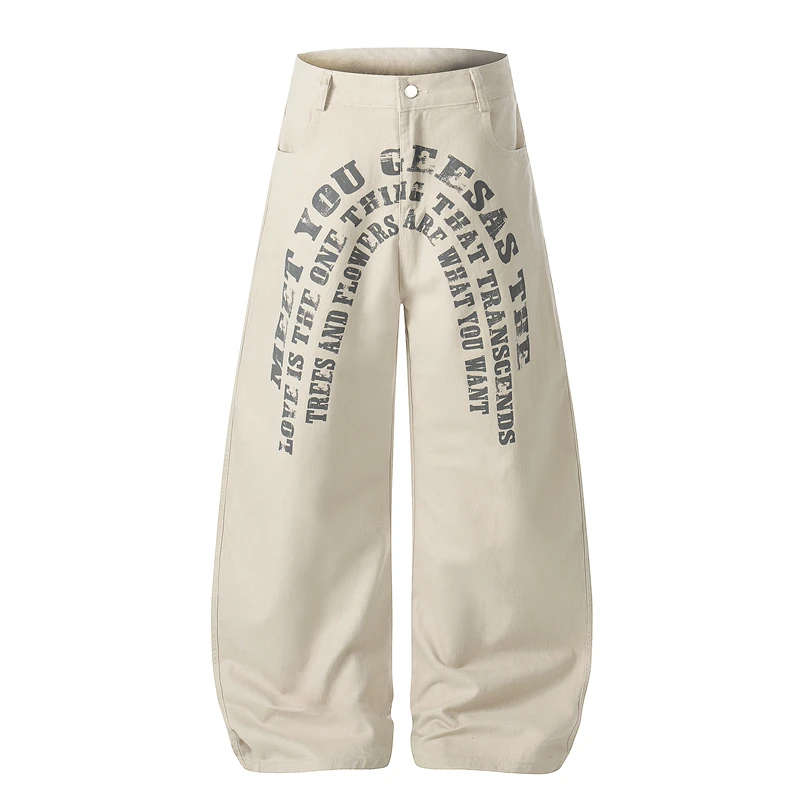 

Брюки GXFortune в американском уличном стиле с буквенным принтом, повседневные, свободные, прямого кроя, для мужчин и женщин, весенняя новинка