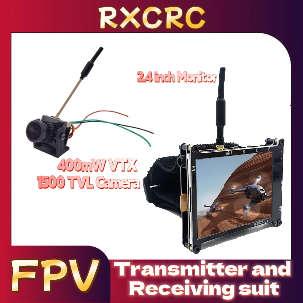

RXCRC 5.8G MINI 400mW VTX with 1500TVL 130°fov Camera transmitter.2.4 inch 320*240px monitor.For RC Multicopter FPV Drone Part