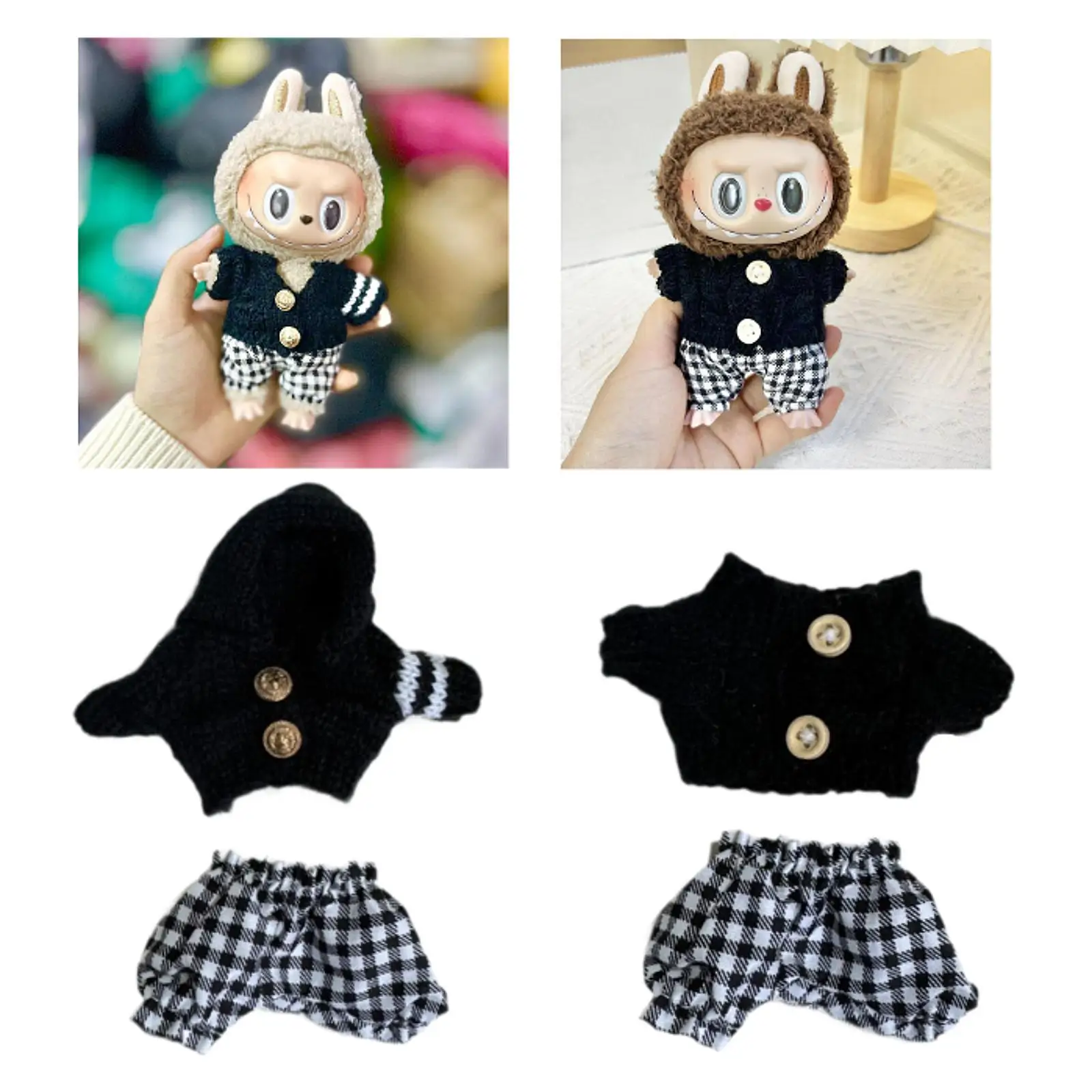 Plush Doll Clothes for 17cm Doll,Doll Clothing,Photo Props,Fashion Comfortable Stuffed Animal Clothes Doll Sweater with Pants