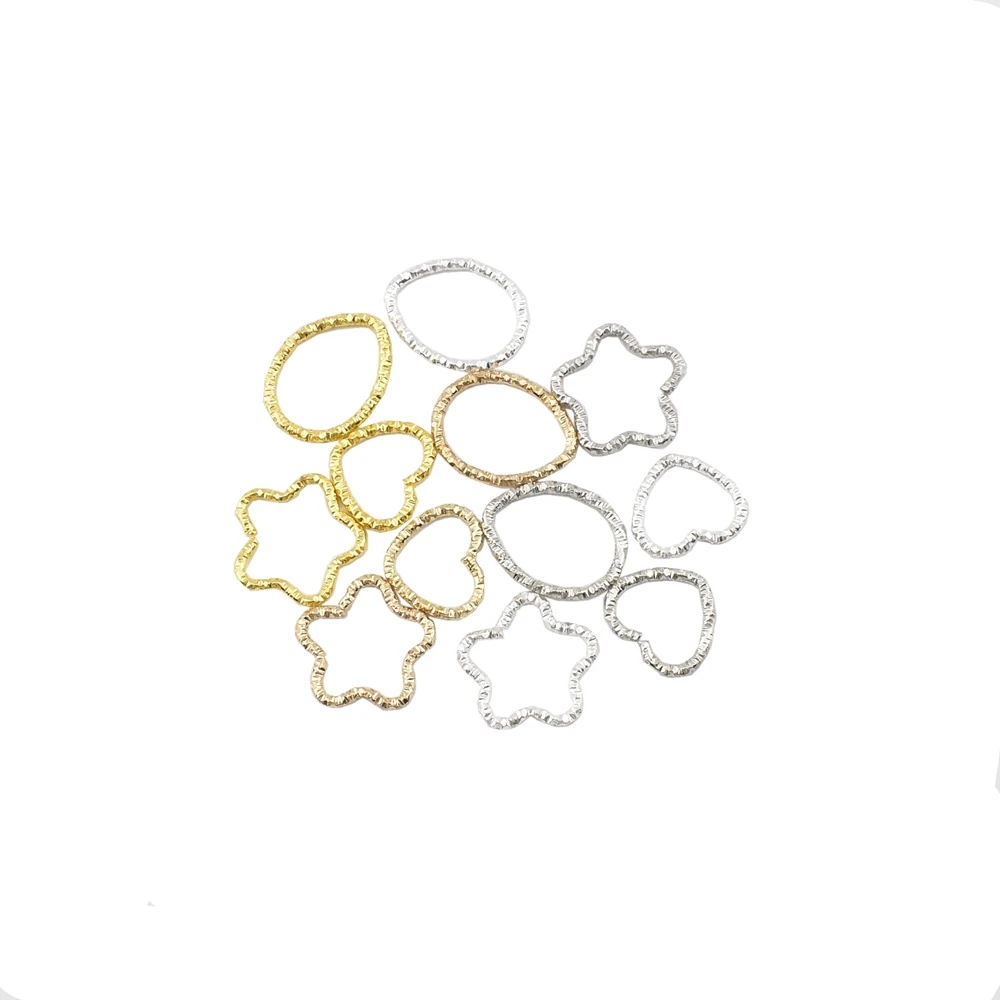 50Pcs/Lot Star Heart Drops Twisted DIYJump Rings Twisted Open Split Rings Connector For Jewelry Makings