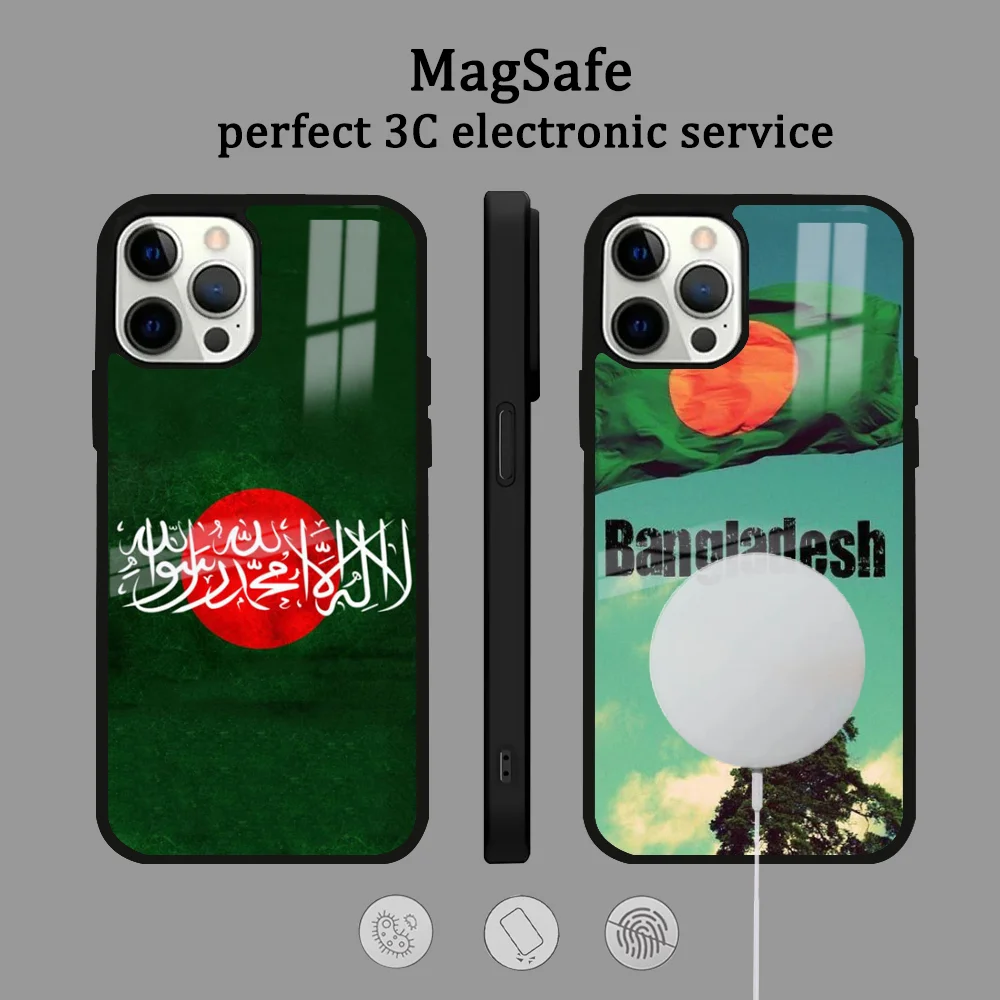 Bangladesh Flag Phone Case For IPhone 16 15 14 13 12 11 Pro Max Plus Mini Magsafe Mirror Wireless Magnetic Cover