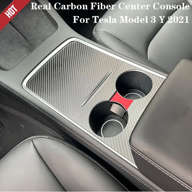 For Tesla Model 3 Y 2021-2022 Real Carbon Fiber Car Central Control Panel Cover trim Center Console Accessories