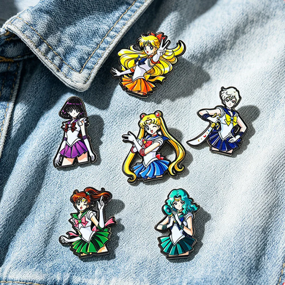 Cartoon Anime Girls Sailor Moon Brooches For Women Kawaii Enamel Pin Fashion Girls Metal Badge Jewelry For Backpack Accessories view 5