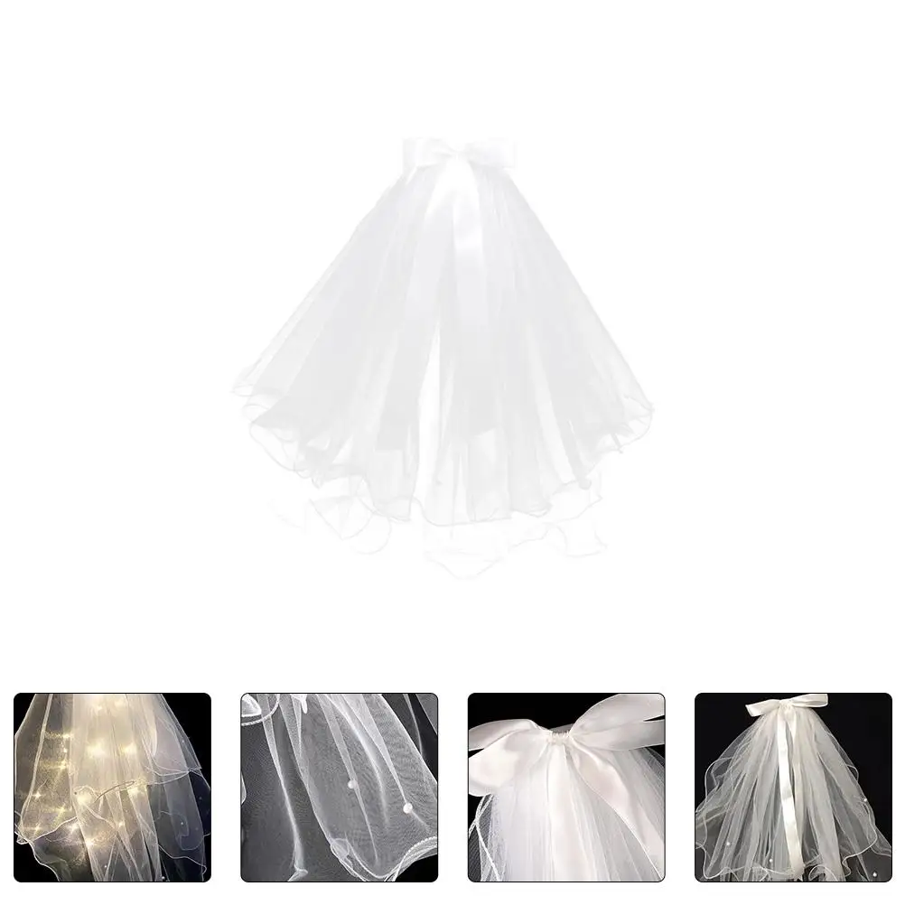 Glowing Glitter Veil Dual Layer Wedding Hair Accessory White Bridal Bride Veils Decor Hair Wedding Veil Party Dance