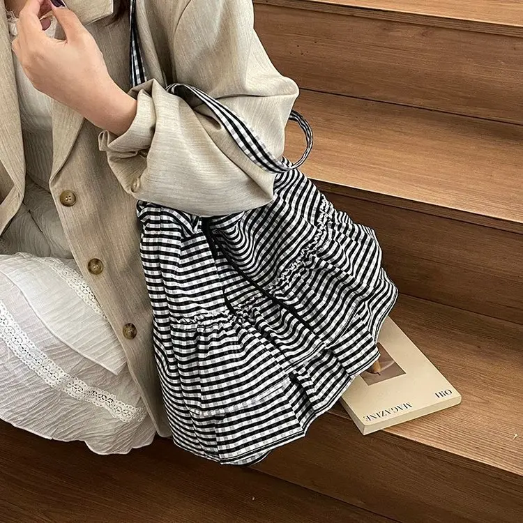 

Новая женская сумка, модная, стильная, в корейском стиле, милая, в школьном стиле, холщовая сумка, сумка-тоут Kawaii, большая вместительная сумка с кружевом