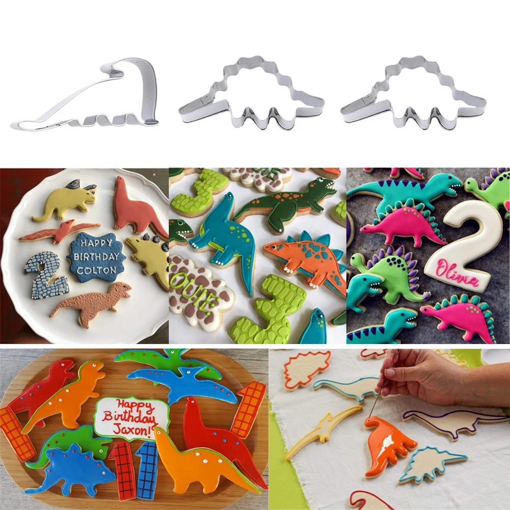 

2Sets Dinosaur Shaped Cake Mold Stainless Steel Biscuit Molds for Baking DIY Kitchen Tools Easy Clean Dinosaur Shaped Cake Mold