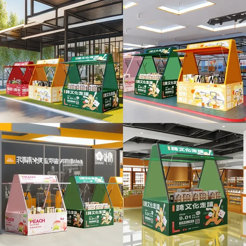 For Commercial Street Night Market Food Stall Display Shelf Portable Folding Metal Rack for Square Promotion Vendor Booth