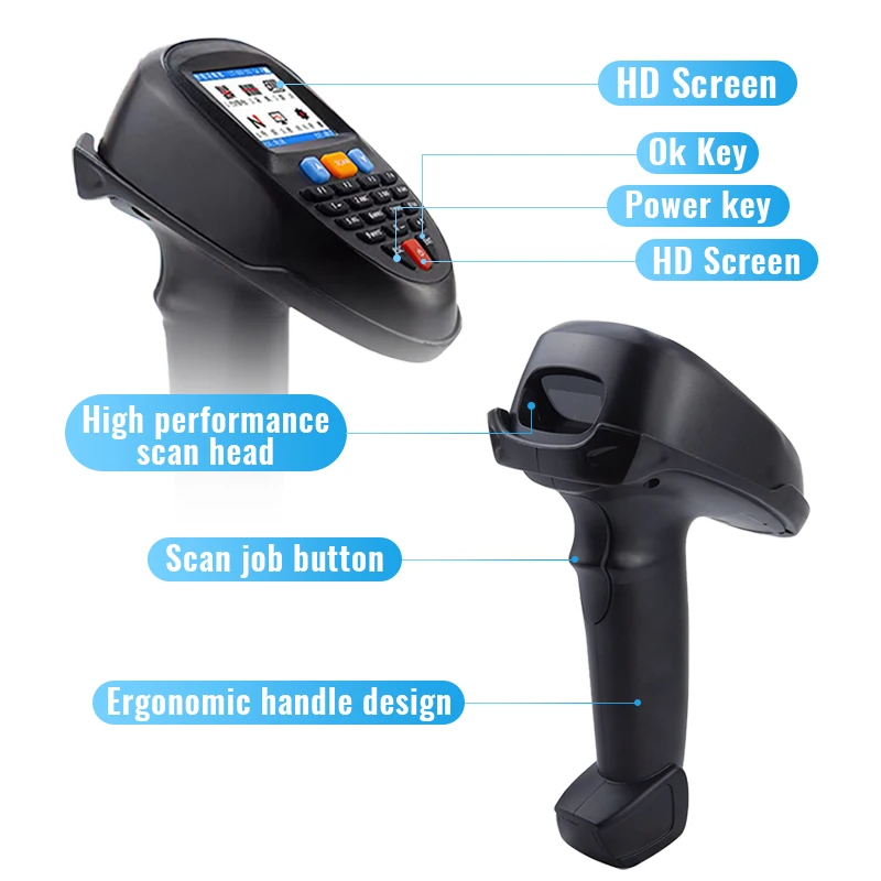 Scanner JR RF8000-2D Wireless Barcode Scanner Portable Barcode Reader 1D 2D QR Data Collector with 2.2