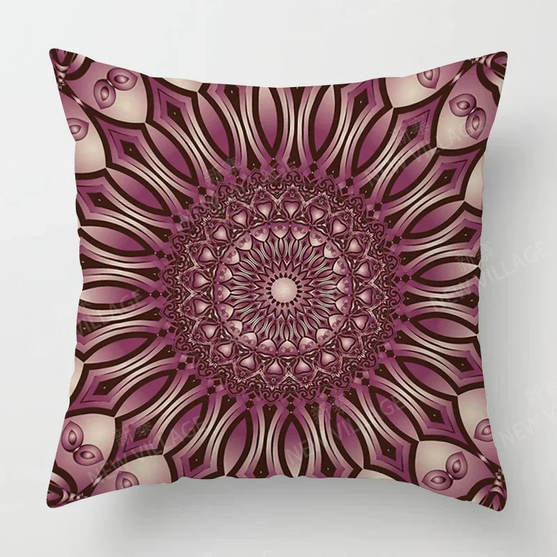 غطاء وسادة ملون بنمط ماندالا مع طباعة قطيفة قصيرة لتزيين أريكة غرفة المعيشة وغطاء وسادة #4