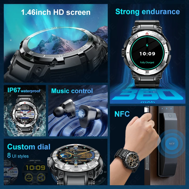 NFC 2 In 1 Bluetooth Headset Smart Watch TWS Music Talk With Earbuds 4 Hours Of Strong Sound Effects Music Lover Men SmartWatch